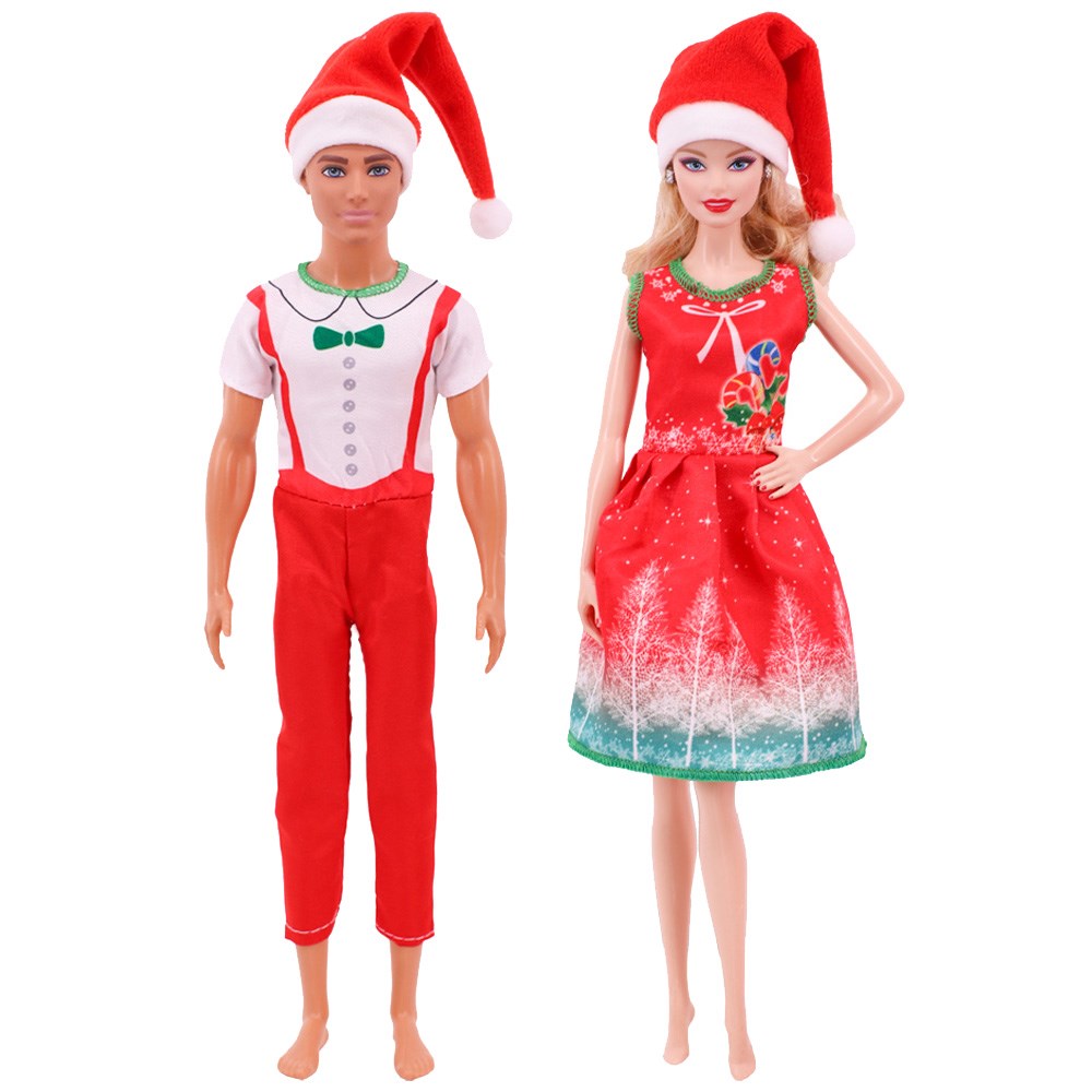バービー服人形クリスマスドレスアクセサリー、おもちゃ木、サンタクロースセットのための11.8インチ、30センチメートルケン服、女の子の誕生日プレゼント
