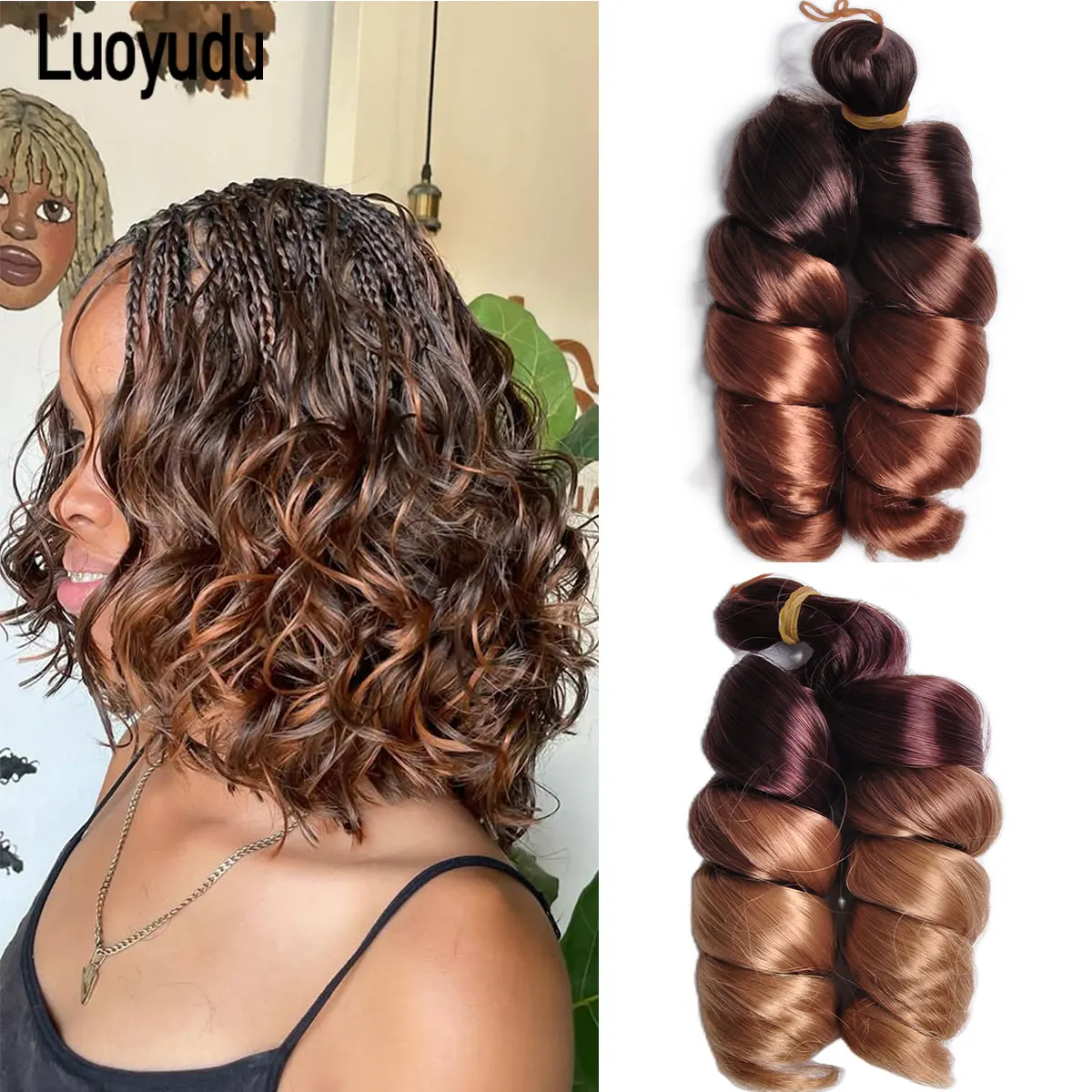 Loose Curly Braiding Hair 12 inch Pre Stretched Bouncy Braiding Hair Easy Braid Crochet Hair Wavy Curls Synthetic Hair Bulk