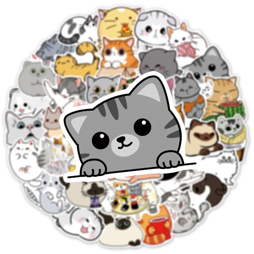 50PCS 만화 귀여운 고양이 동물 성격 낙서 크리 에이 티브 스티커 장난감 스케이트 보드 기타 컴퓨터 냉장고 책상 장식