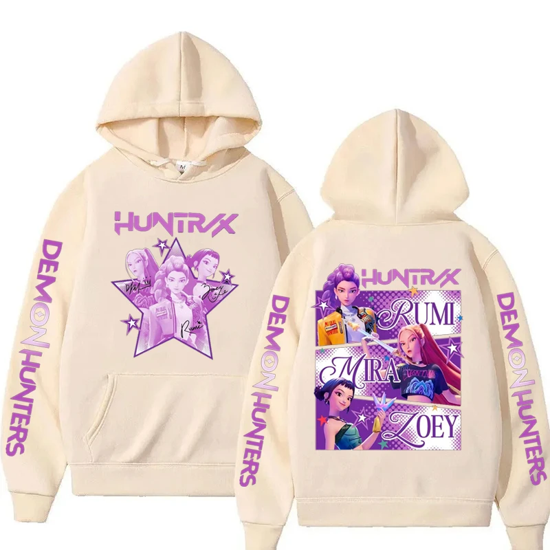 Kpop caçadores de demônios fanmerch mira rumi zoey huntrix moletom com capuz harajuku pulôver tops homem mulher moletom fãs presente