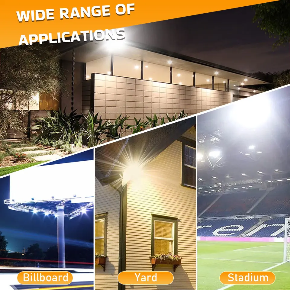 Holofote de luz de inundação led ac220v 110v 10-300w ip66 à prova d'água para parede externa jardim luzes de inundação projetor led