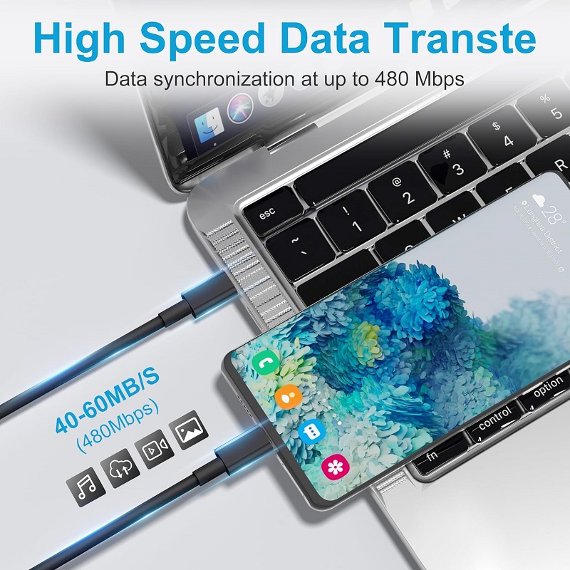 Type C to Type C Cable For IPhone 15 16 PD 60W Fast Charging For Samsung Xiaomi Huawei Type C Data Line White Black 1M 2M 3M