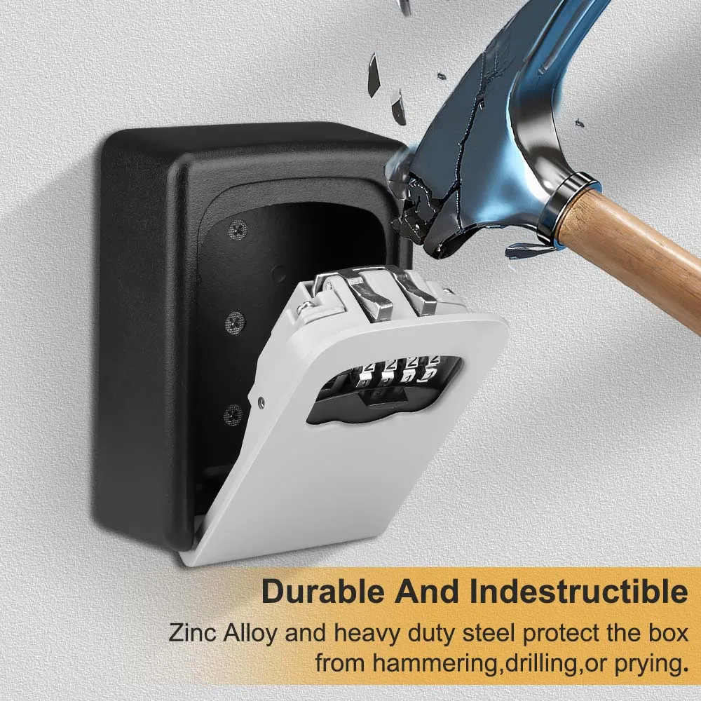 Sectyme-caja de cerradura de llave resistente a la intemperie, combinación de 4 dígitos, contraseña, almacenamiento de llaves, cerradura de seguridad para interiores y exteriores