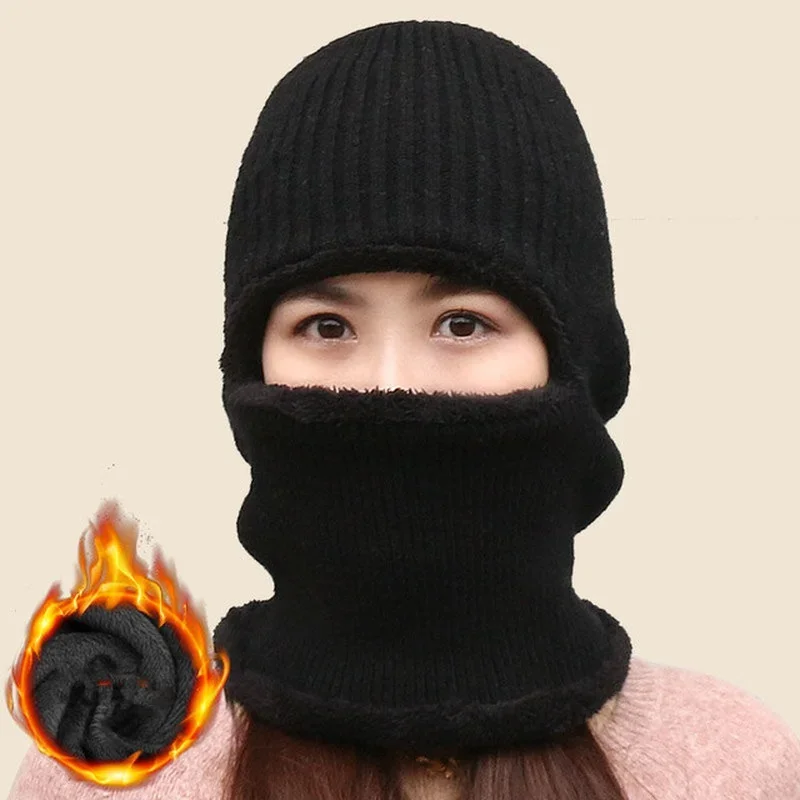 Coral Fleece Wintermuts Herenmuts Sjaal Warme ademende wollen gebreide muts voor dames Dubbele lagen beschermkap