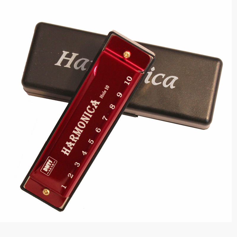 คีย์ฮาร์โมนิก้าของ C 10 หลุม Diatonic Harmonica C พร้อมเคสสําหรับนักเรียนเริ่มต้นเด็ก Gift BLUES พร้อมกล่อง