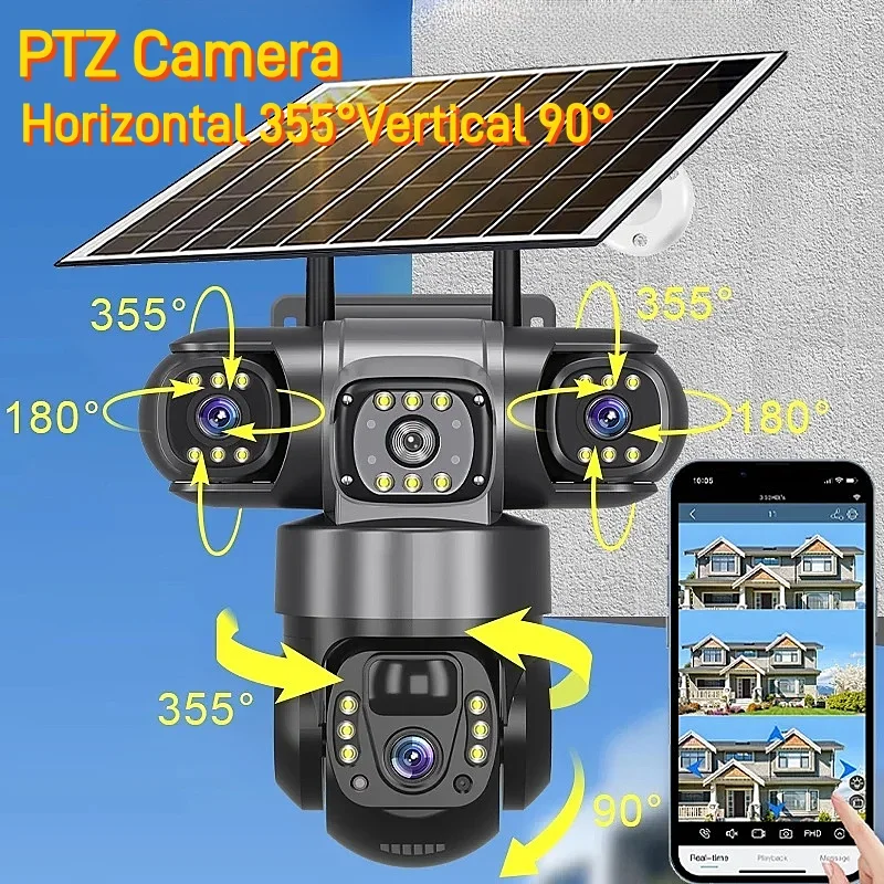 V380 Pro 3 lenti IP Telecamera solare HD 15 MP Esterna Impermeabile CCTV Visione notturna Telecamera audio bidirezionale Monitoraggio mobile Telecamera IP 4G