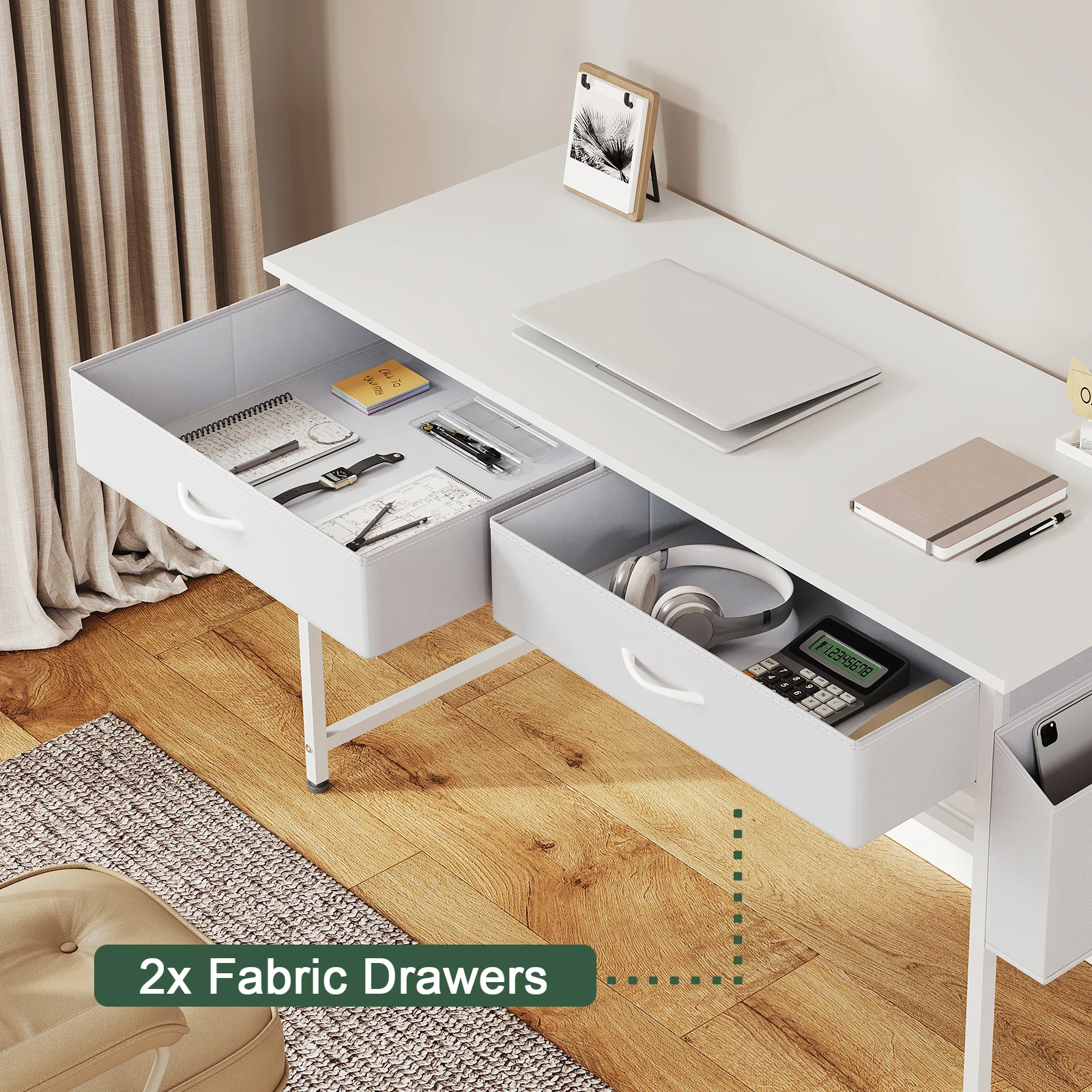 Tavolo da ufficio Tavolo per computer con supporto per cuffie Spazio di archiviazione Scrivania in piedi Gioco di apprendimento Scrivania da ufficio per l'arredamento della camera da letto dello studio
