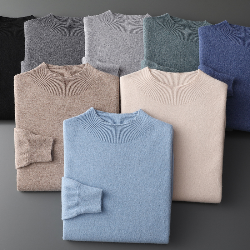 100% zuivere wol kasjmier trui heren halve coltrui casual mode verdikking top breien trui