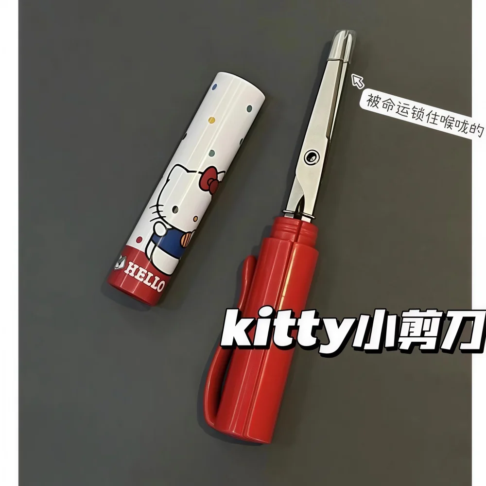 Hello Kitty Pen Style Mini Scissors Portable Safe Small Stationery for Office School Use Kawaii Character Design Pocket Sized