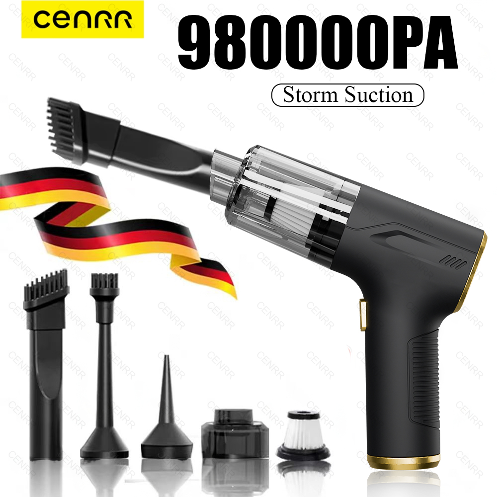 CENRR 980000 PA Mini aspiradora de coche fuerte scución potente limpiador de coche inalámbrico pistola de aire de mano aspiradora portátil