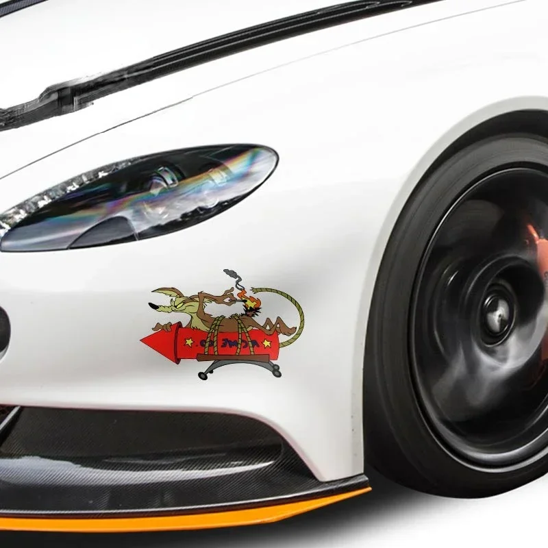 Pegatina de dibujos animados para coche Wile E Coyote ACME Rocket, calcomanía de vinilo, estilo de coche de Anime, accesorios impermeables para coche