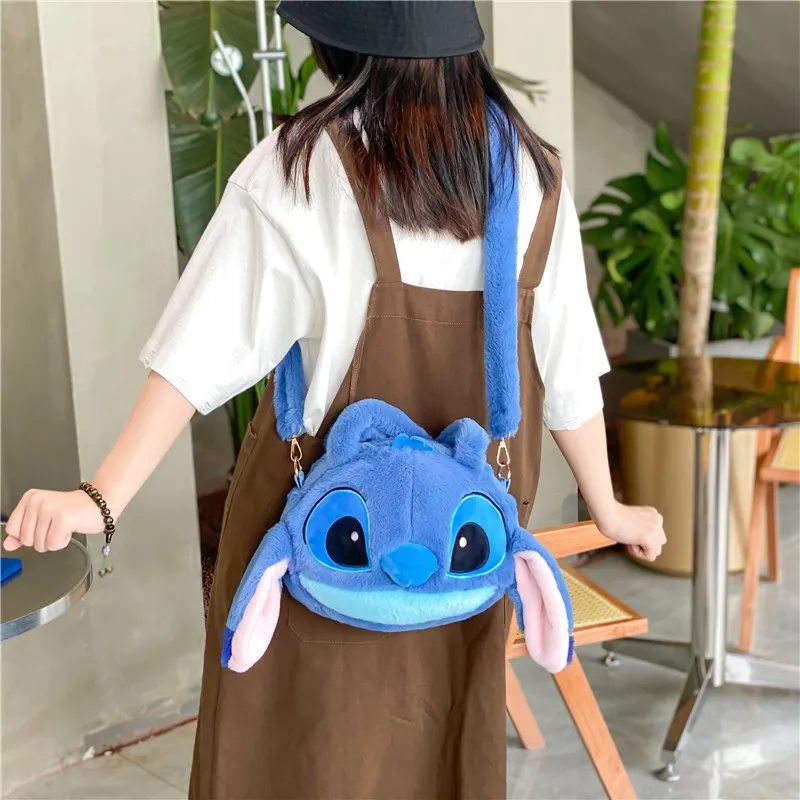 Disney ใหม่ Lilo & Stitch ของเล่น Kawaii Plush Messenger กระเป๋ากระเป๋าถืออะนิเมะตุ๊กตาของเล่นเด็กการ์ตูน Plushie กระเป๋านุ่ม