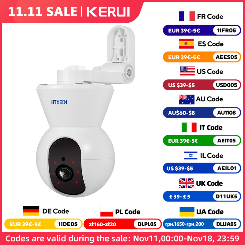 KERUI-Tuya Smart Mini WiFi Câmera IP com Suporte, Indoor Wireless Home Security, AI Human Detect CCTV Surveillance, 4K, 8MP