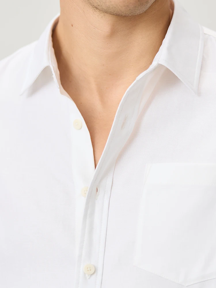 SIMWOOD 2025 verano otoño nuevo 170gsm fresco transpirable lino mezcla de algodón camisas de tela hombres Tops cómodos