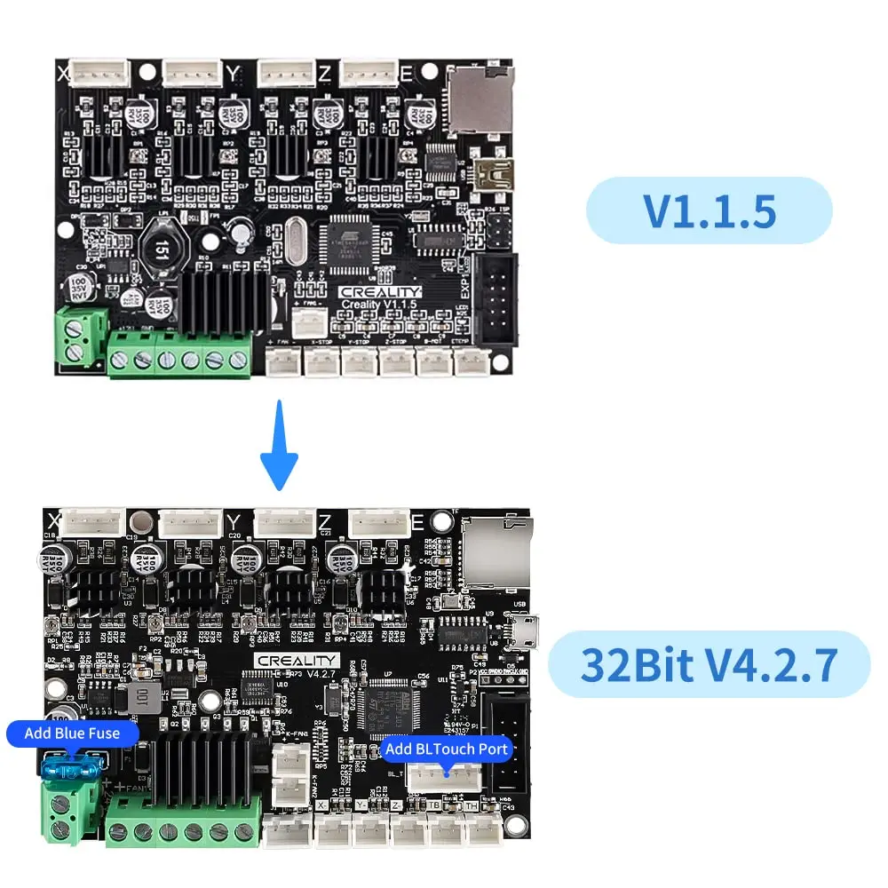 Creality impressora 3d ender 3 placa-mãe silenciosa atualizada v4.2.7 com driver tmc2225 marlin 2.0.1 para série ender 3