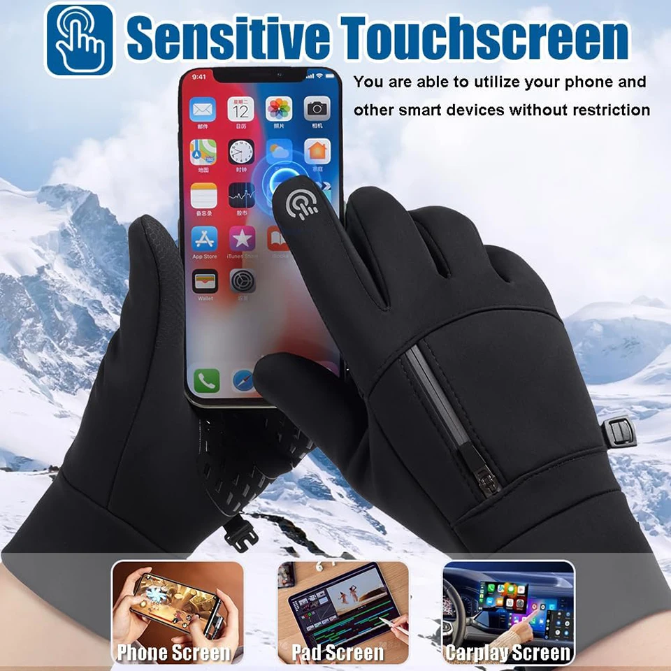 Nofoxo inverno luvas de esqui à prova dwindproof água quente à prova vento touchscreen esportes ao ar livre tempo frio ciclismo pesca correndo luvas