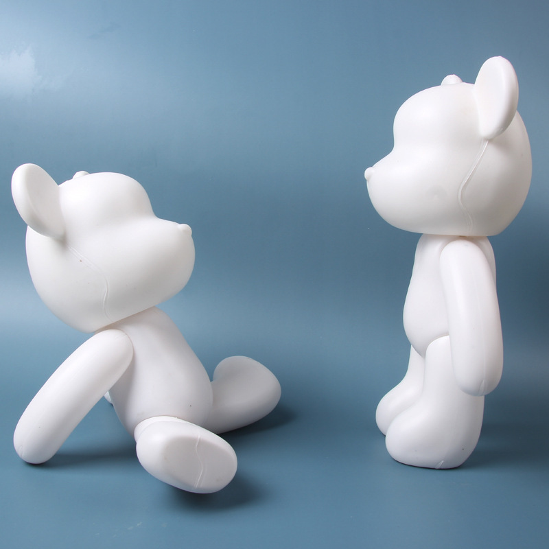 비닐 곰 그림 장난감 DIY 수제 곰 동상 유체 안료 아이 인형 흰색 입상 조각 집 장식 책상 액세서리