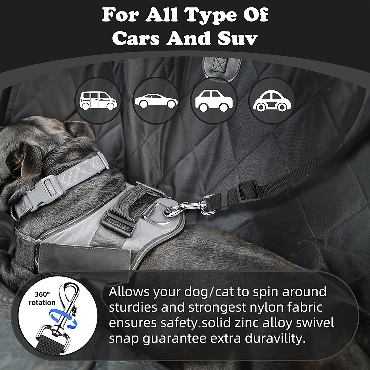 Cintura di sicurezza per auto per cani ad anello Cintura di sicurezza per cani in nylon resistente per cani di piccola taglia Corda di sicurezza per auto da viaggio per cuccioli di piombo regolabile