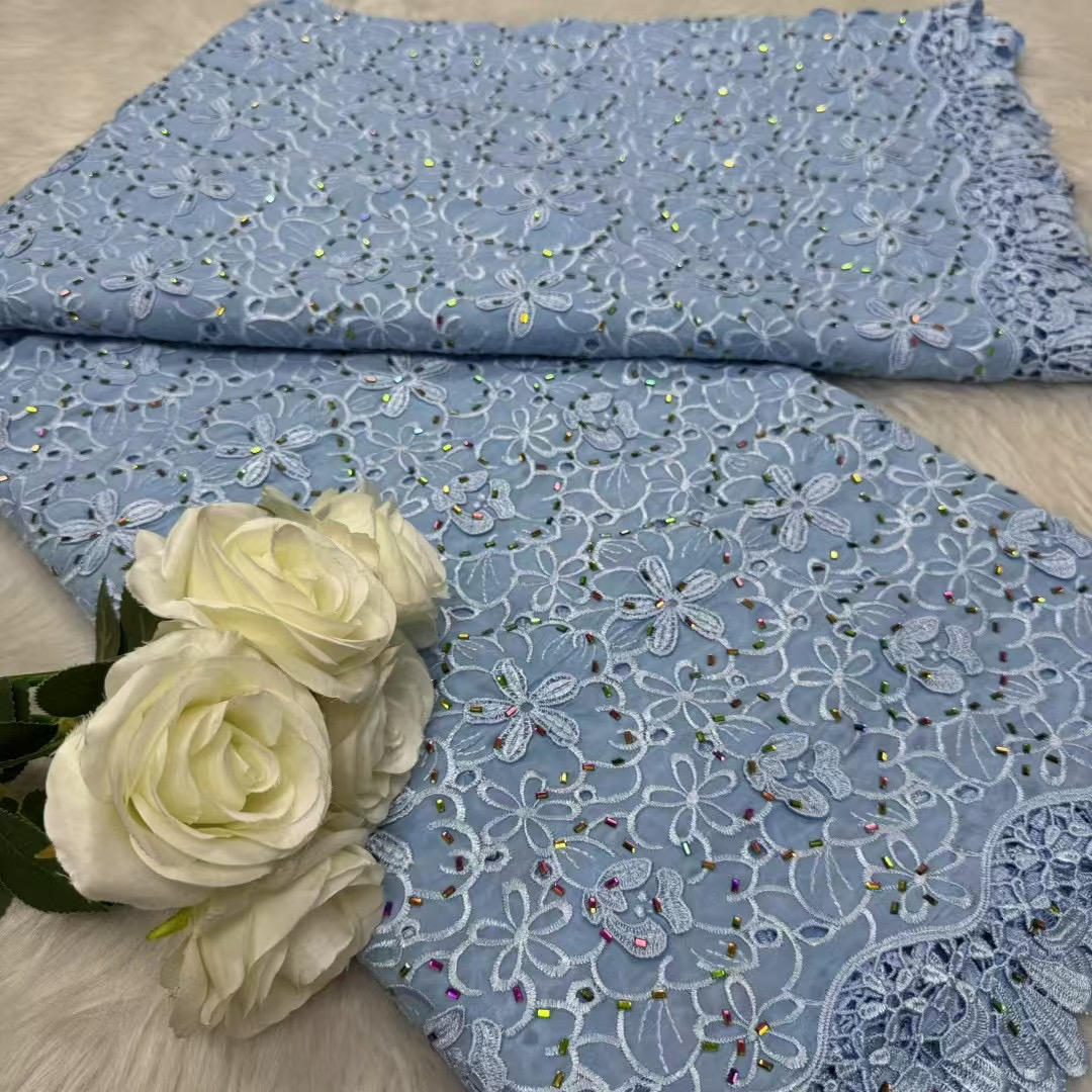 Tecido de renda chiffon africano 2025 material de renda de alta qualidade nigeriano francês africano tecidos de renda verde para casamento feminino
