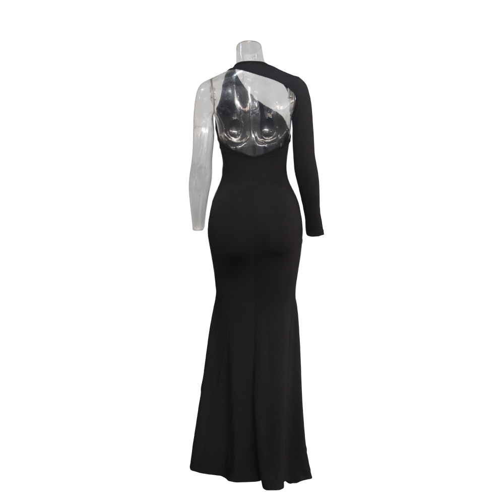 Frühling Herbst Longuette Langarm Elastic Force Single Sleeve Slim Long Damenkleid