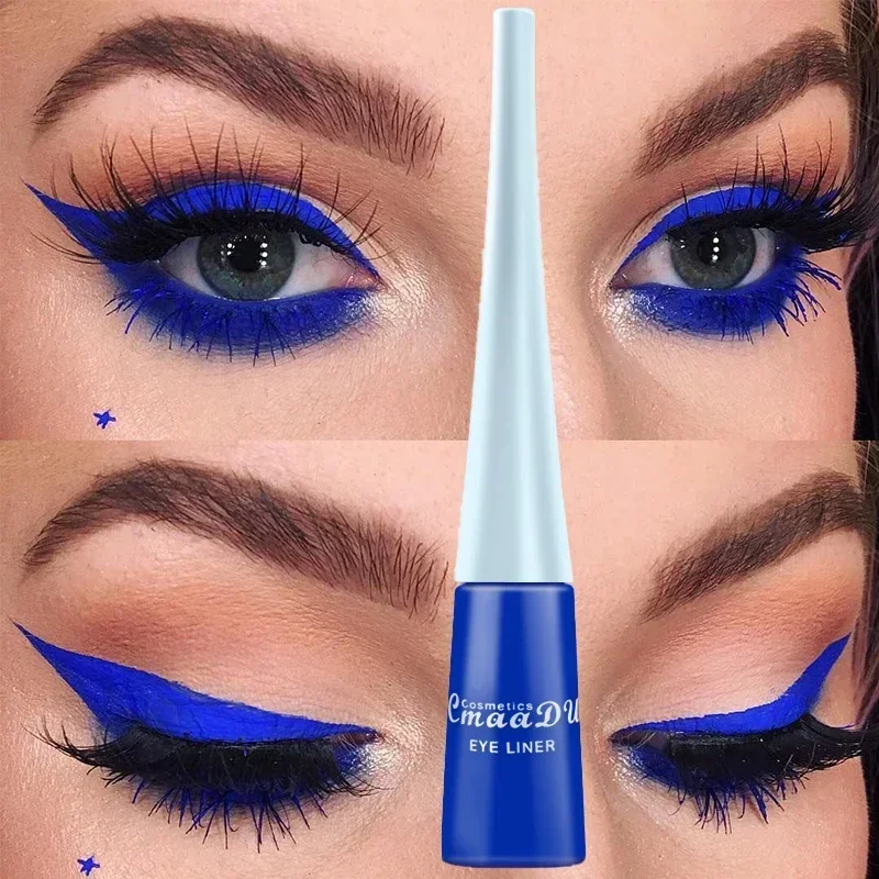 Lápiz Delineador de ojos azul líquido ultrafino de larga duración de secado rápido suave delineador de ojos colorido arcoíris impermeable sin cosméticos florecientes