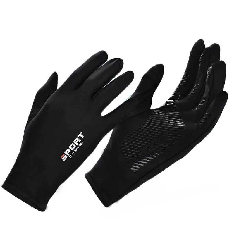 Guantes antideslizantes con pantalla táctil de seda de hielo para verano, guantes impermeables con protección solar para pesca al aire libre, guantes para bicicleta