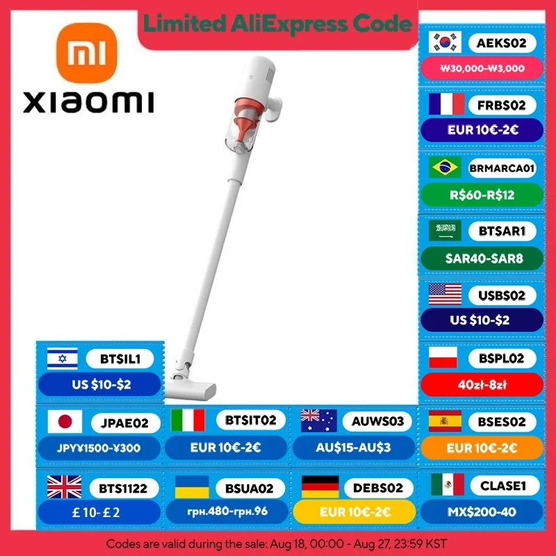 XIAOMI MIJIA aspiradora 2 para limpieza de barrido del hogar 16kPa fuerte succión ciclónica 0.5L taza de polvo aspiradoras de mano