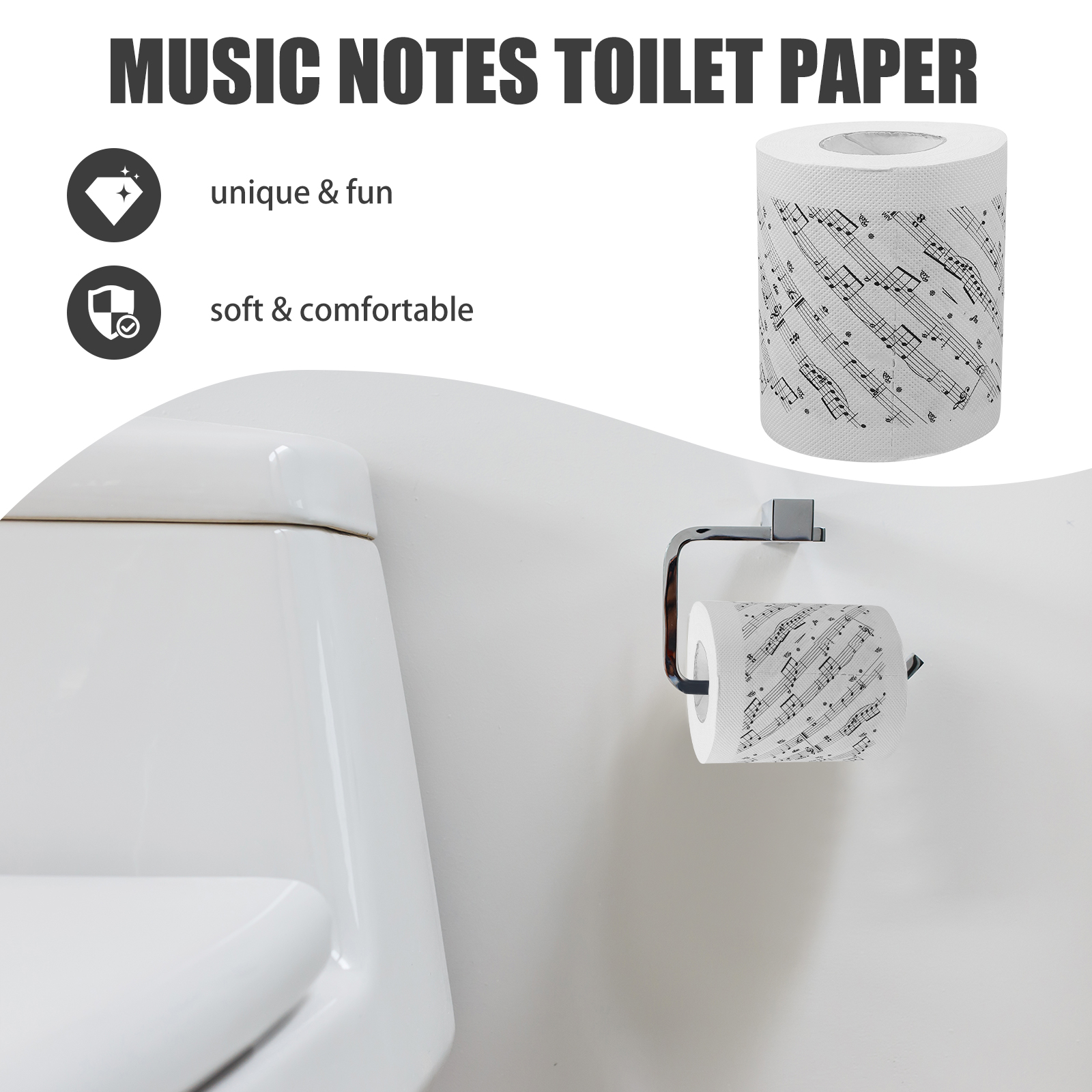 Music Notes Toilet Paper Decorative Toilet Paper Roll Music Notes Patterns Toilet Paper Bathroom Tissue Roll  Tissue Papers