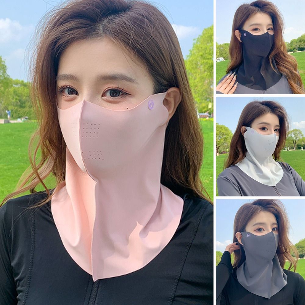 Cubierta de moda cara máscara de seda de hielo fina transpirable Anti-UV máscara sin rastro protección facial máscara de protección solar bicicleta ciclismo