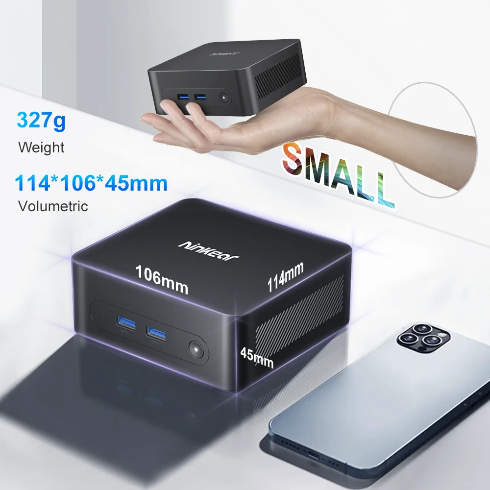 Ninkear N10 Mini PC Intel N100 fino a 3,4 GHz 16 GB DDR4 512 GB SSD 2.4G + 5G WIFI HDMI 2.0*2 Supporto computer WIindows 11 a doppio schermo