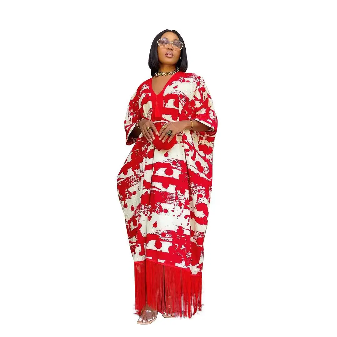 Vestidos africanos para mujer, moda africana con borlas, Boubou Dashiki Ankara, trajes, vestido de noche Abayas, caftán estampado, 2024