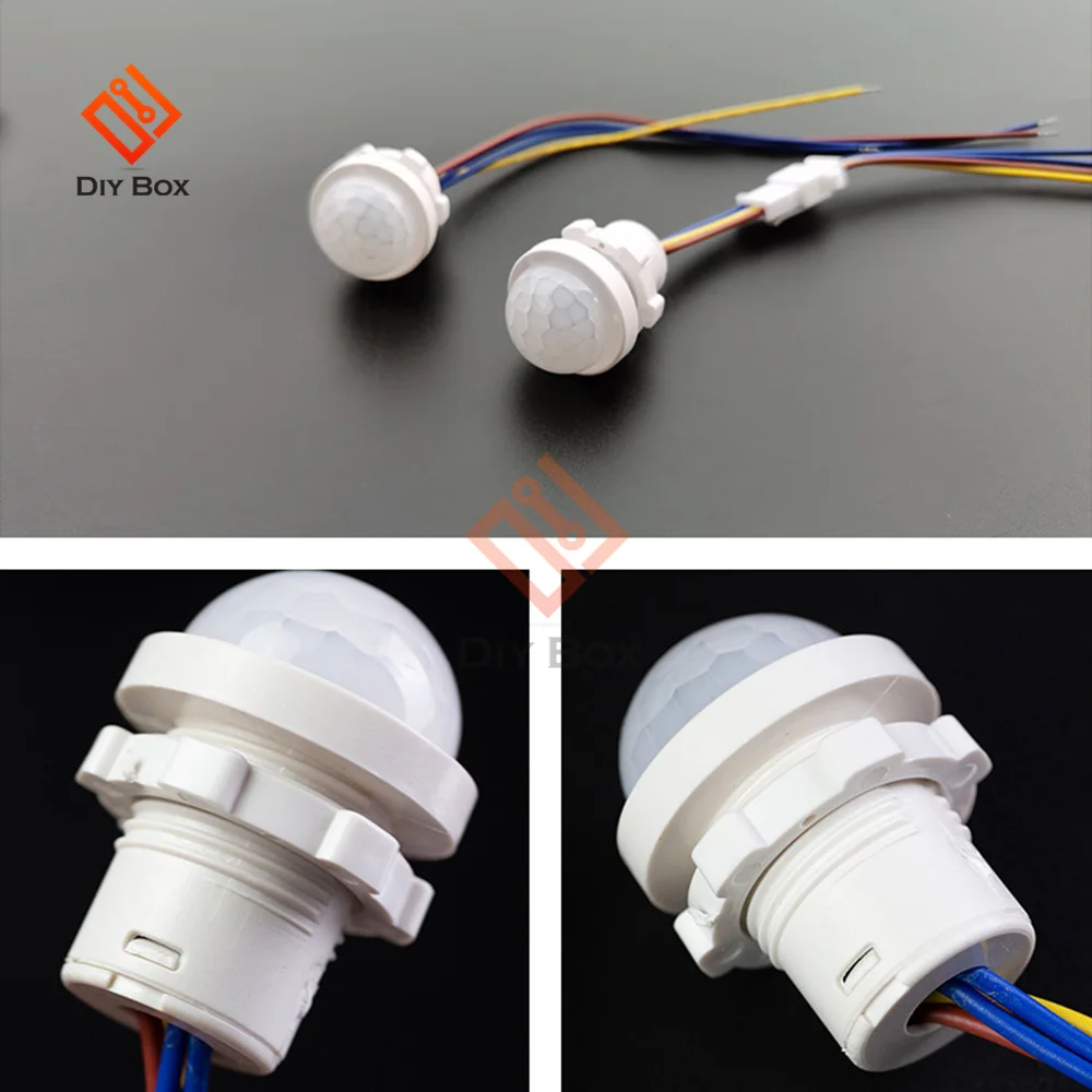 AC110-240V DC12-24V Interruptor de luz con sensor automático LED PIR Sensor de movimiento por infrarrojos detección luz nocturna interior al aire libre