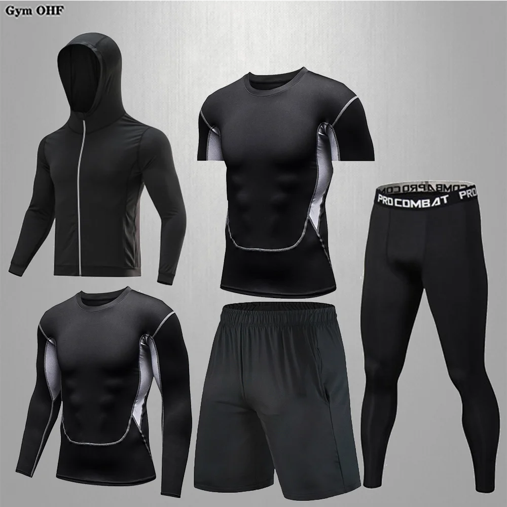 Traje deportivo para hombre, conjunto de ropa deportiva de compresión para gimnasio, correr, trotar, ropa deportiva, ejercicio, Rashguard, chándal MMA para hombre