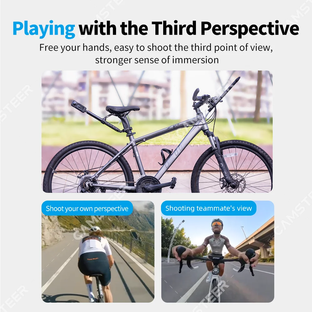 Camsteer Bicycle Backseat Mount 3rd Person View GoPro 13 12 Camera Brackets for Insta360 X5 X4 AcePro DJI Osmo360 Action 5Pro 4