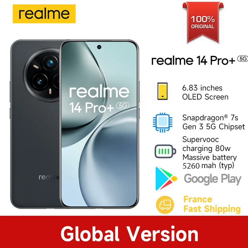 [Światowa premiera] Realme 14 Pro Plus Smartphone Snapdragon ® 7s Gen 3 5G 6000mAh 50MP Sony 3X Periscope 6,83" Zakrzywiony wyświetlacz 120 Hz