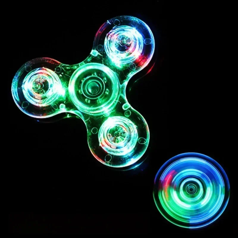 โปร่งใสส่องสว่าง LED Light Fidget Spinner Hand Top Spinners เรืองแสงใน Dark Light EDC Fidget Spinner นิ้วความเครียดบรรเทาของเล่น
