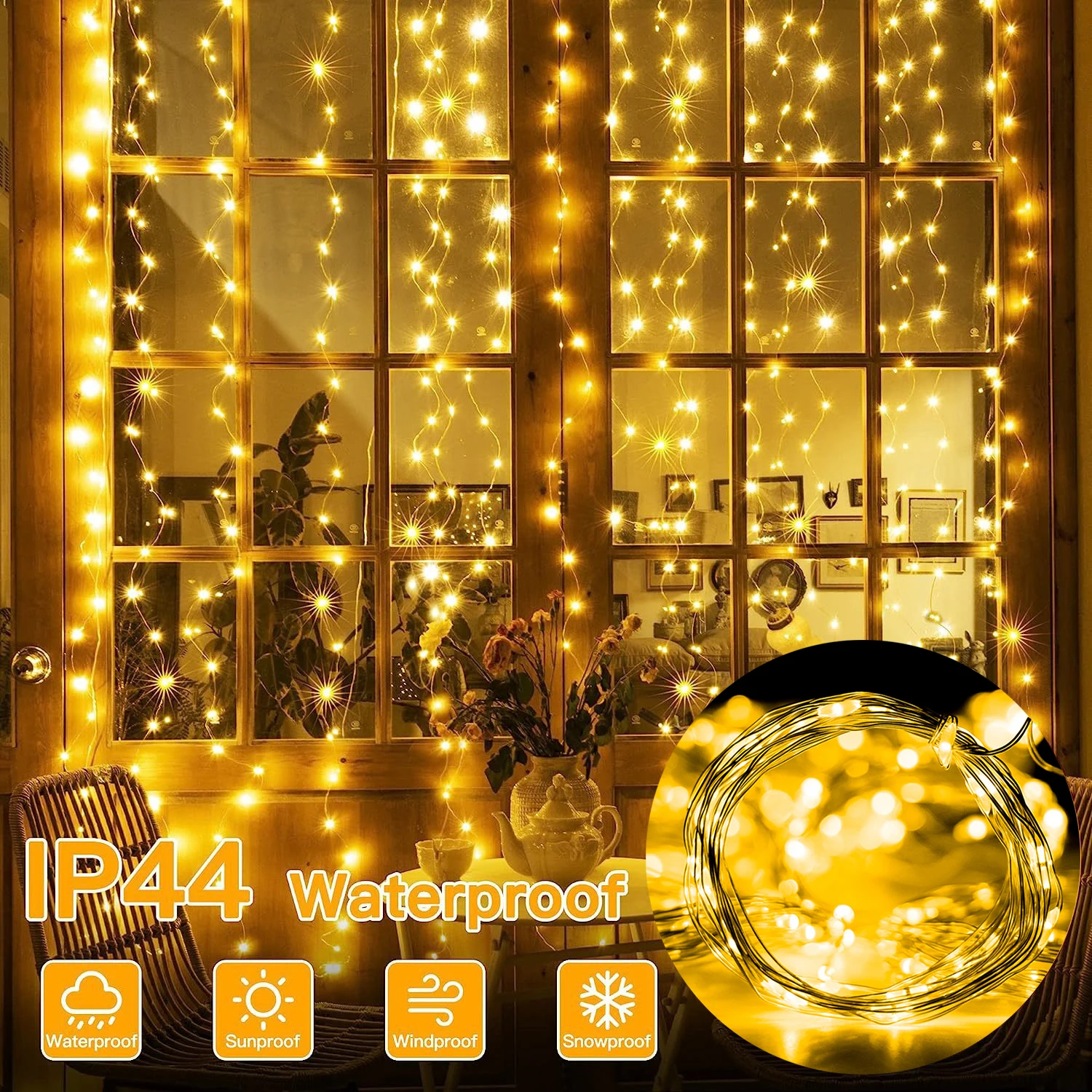 Światła świąteczne LED Fairy String Curtain Lights 8 Mode Remote USB Festoon Christmas Decor For Home Holiday New Year Lamp