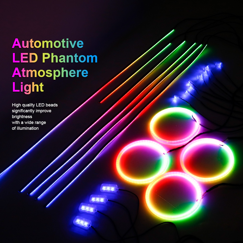 6/10/14/18/22 in 1 LED รถ Ambient ไฟ RGB 213 64 สีแถบอะคริลิค Symphony Streamer ภายใน Rainbow บรรยากาศโคมไฟชุด