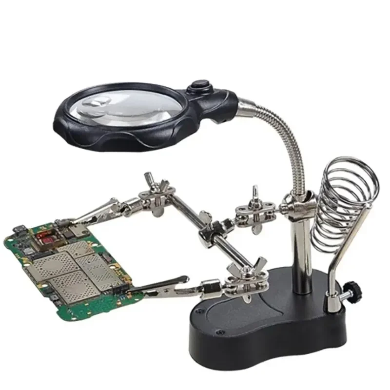 13.5X 12X Welding Auxiliary Clip Magnifier Electric Soldering Iron Circuit Board Welding Iron Magnifying Glass Bracket Tools ﻿