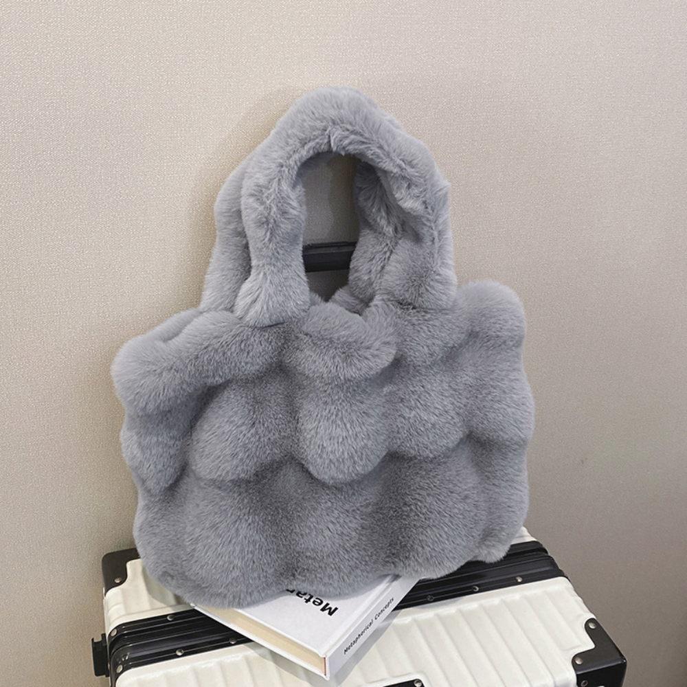 Einfache einfarbige Plüsch-Handtasche für Damen, modische Umhängetasche, lässige Pendler-Einkaufstasche, stilvolle, vielseitige Grifftasche