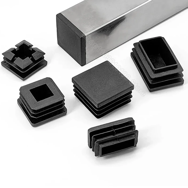 1-100Pcs 10/13/15/16/18-200mm Black Plastic Blanking End Cap Square Pipe Tube Caps Insert Plug Bung Furniture Foot Pad Protector