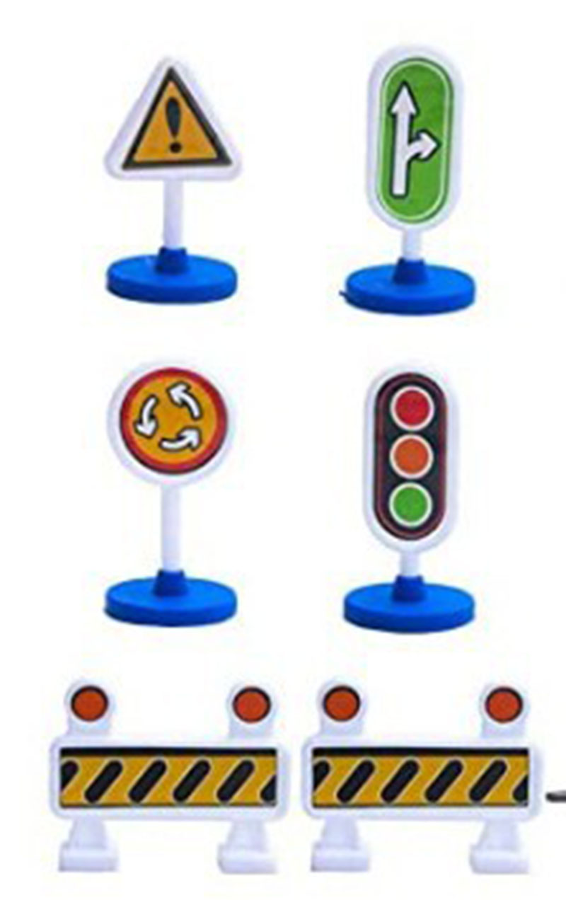 Safety Dducation Traffic Light Toy Lamp Block Brick City Street View Accessories Signpost Barrier Speed Limit Indicator Warning