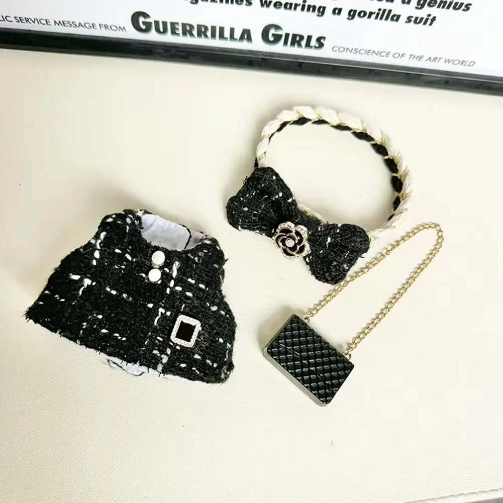 17 cm Labubu Plüsch Puppe Kleidung Outfit Zubehör Korea Kpop Exo Labubu Idol V1 V2 Schwarz Kleid Anzug Geschenk