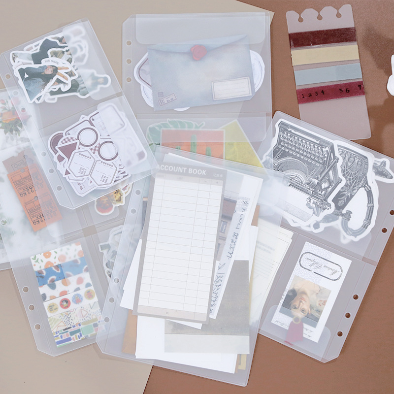 A5A6 5 ชิ้น Binder ซิปโฟลเดอร์สําหรับ 6 - Ring Notebook Binder โปร่งใสหลวมการจัดเก็บเอกสารกระเป๋า
