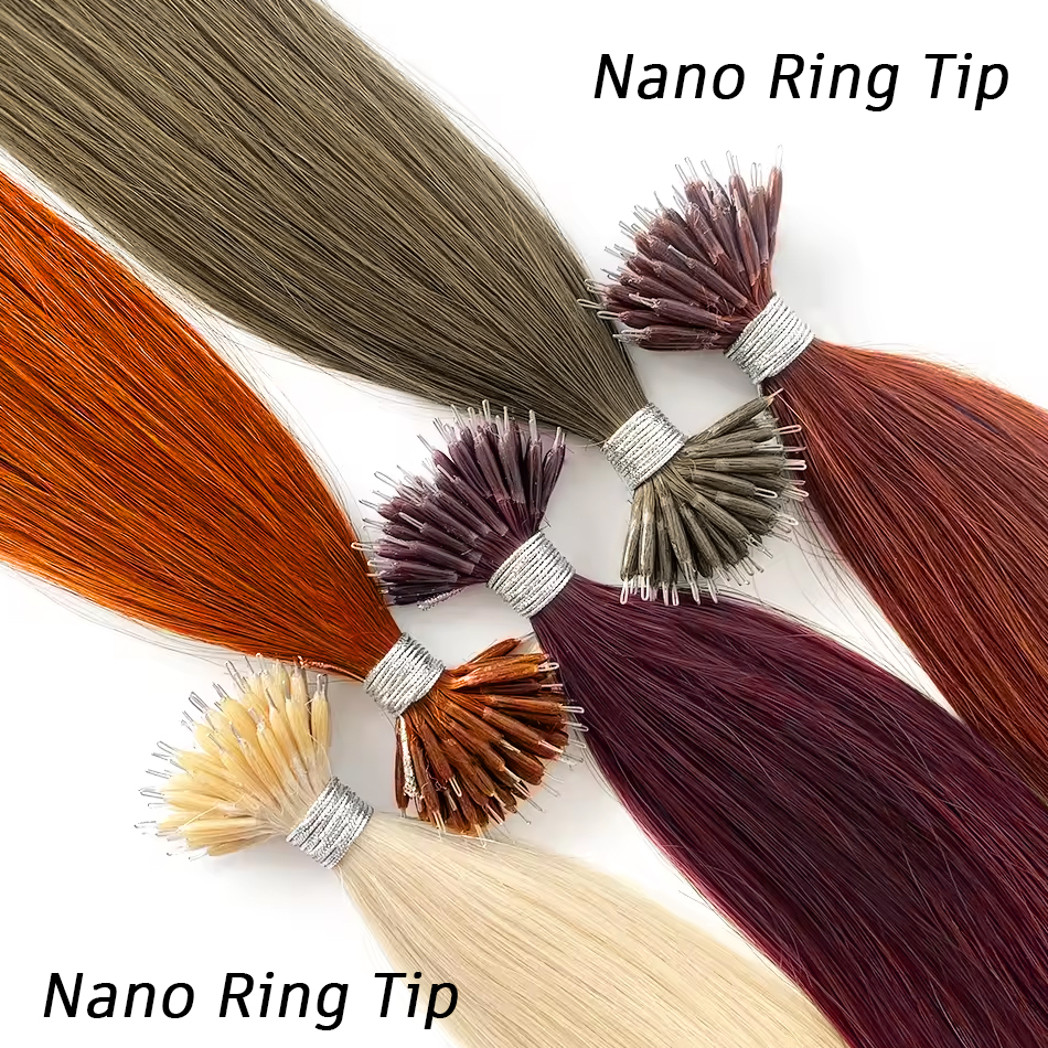ตรงผม NANO Ring TIP ต่อผมธรรมชาติมนุษย์ FUSION Hair Extensions ชุด Keratin แคปซูลสีน้ําตาลสีบลอนด์ 30 นิ้ว