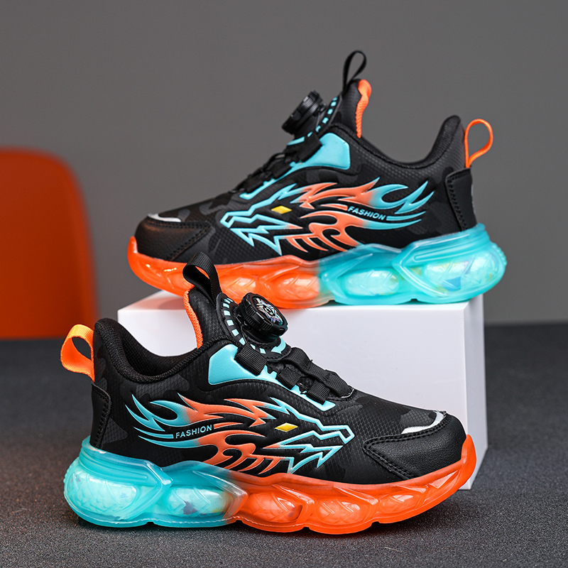Mode Kinderschuhe Jungen Sneaker Drachen Print Kinder Sport Tennis Plattform Chunky Spring Outdoor Boy Schuhe Sneaker