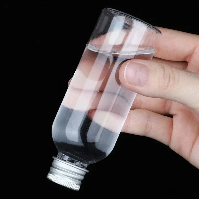 Mini botella de plástico de 5ml-250ML con tapas de rosca de aluminio, viales de muestra portátiles, envases cosméticos de viaje para cremas de loción, 10 Uds.