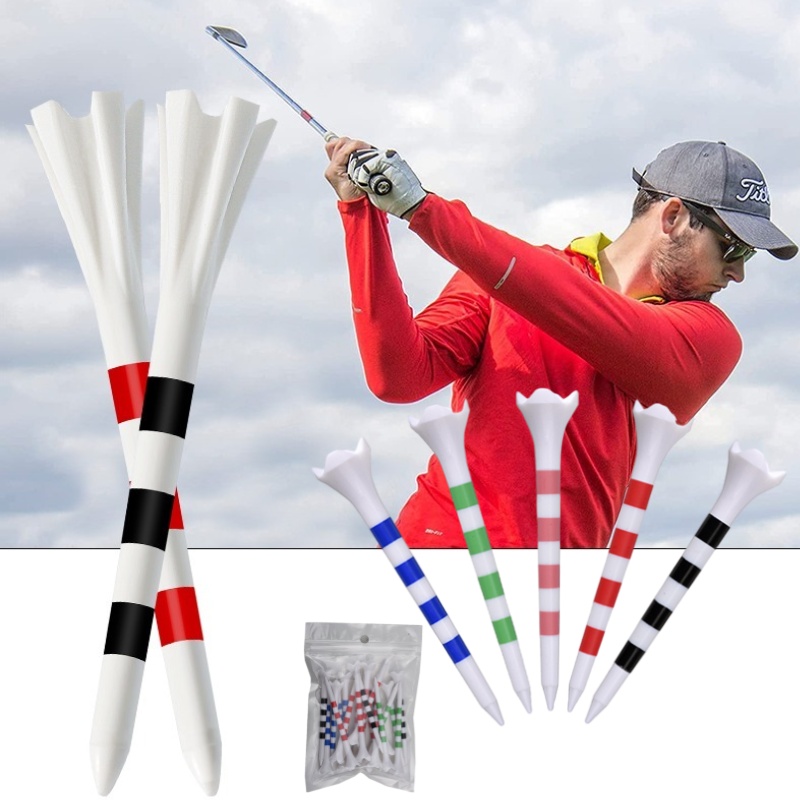 20 pezzi Tee da golf Stand scala di stampa infrangibile riduce l'attrito Tee da golf Spin laterale in plastica 5 punte Tee Forniture da golf