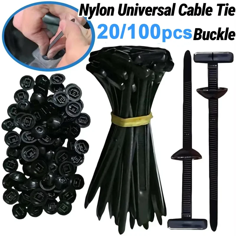 สายรัดไนลอนสำหรับรถยนต์ 20/100 ชิ้น สายรัดเคเบิลแบบหนีบ ตัวล็อคสายยางรถยนต์ สายรัดแบบซิป สายรัดไนลอนแบบล็อคอัตโนมัติ ใช้ซ้ำได้