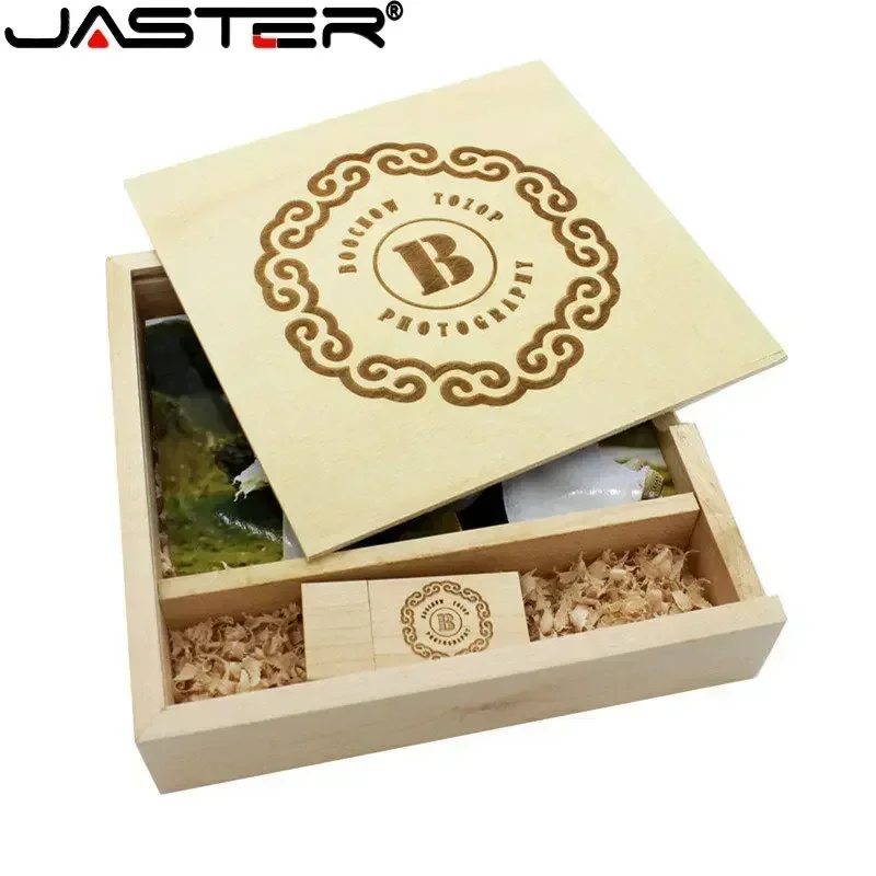JASTER (1 Chiếc LOGO Tự Do) chụp Ảnh Độc Đáo Album Gỗ Óc Chó USB + Tặng Hộp USB Đèn LED 8GB 16GB 32GB 64GB 128GB Chụp Ảnh